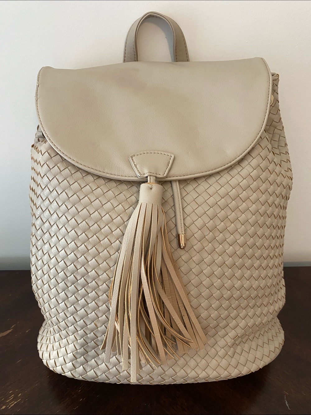 Deux Lux Woven Tassel Backpack Grey/Tan